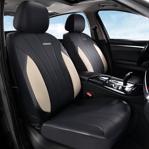 Image of Coverado Seat Covers, Red Car Seat Covers Full Set, Automotive Seat Covers 5 Seats, Waterproof Black Car Seat Protectors Universal Fit for SUVs Trucks Sedans