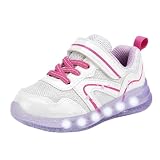 AMZZPIK Light Up Shoes for Girls Toddler LED Flashing Sneakers Breathable Sport Walking Shoes for Kids Silver Size 7