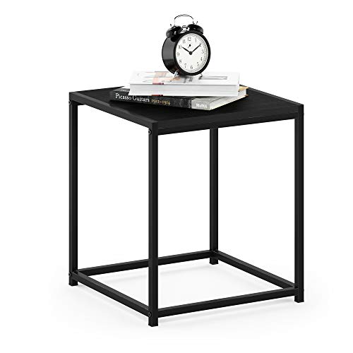 Furinno Camnus Beistelltisch mit 1 Ablagefläche, Holz, Schwarz, 40 x 40 x 45.29 cm