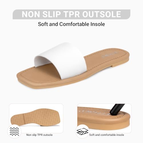 Image of FITORY Womens Slide Sandals Dressy Flat Comfortable Slippers for Summer