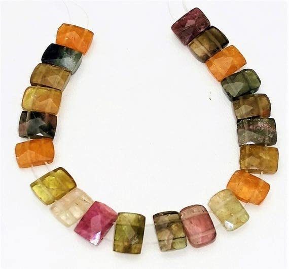 Tourmaline facettée double perçage rectangle 7x10mm pour création de bijoux