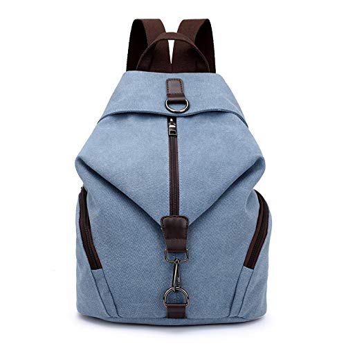 Generic: Bolso mochila de lona para mujer gris azul talla única