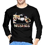 Nujabes T-Shirts Mens Long Sleeve Slim Fit O-Neck Casual Tops Fall Pullover Tee Shirts Blouse Black