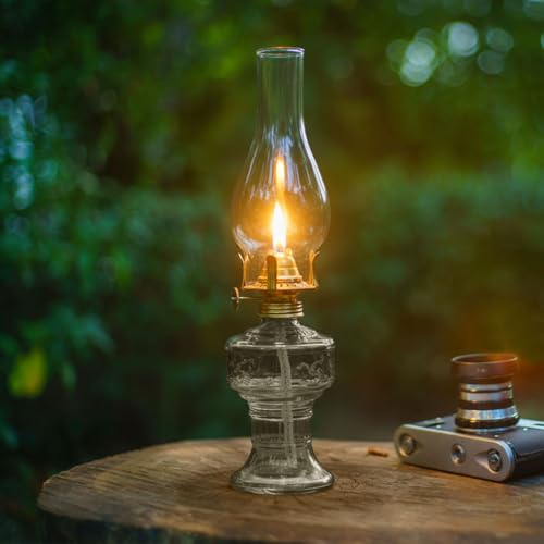 Image of 2 Pcs Oil Lamps for Indoor Use, Hurricane Kerosene Lamp, Grey