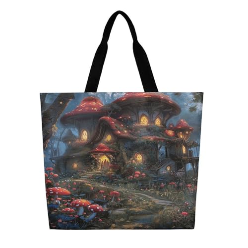 Women's Multi-Functional Shopping Bag，Mushrooms And Flowers Printing Messenger Bag Shoulder Bag for Travel, Work, Shopping & Parties with Inner Pocket, Grocery Bag Lightweight & Water-Resistant3