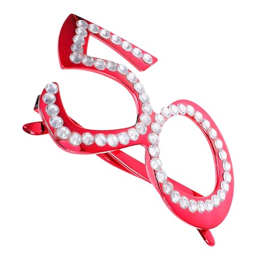 Cabilock Gafas 50 Cumpleaños con Pedrería Montura de Plástico Ligera y Resistente Accesorio Decorativo para Fiesta y Fotografía Diseño Original para Adultos 1 Pieza Roja