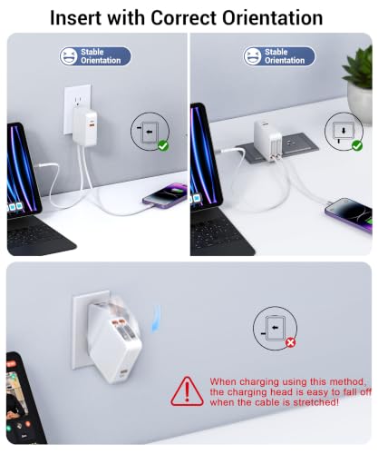 Image of 65W Retractable Wall Charger,4-Port USBC Charger Block for Multiple Devices | Foldable Plug for Travel with USB C & Apple Cables,USB C Charger Block,Fast Charging Block for iPhone 17 /16 /15,Galaxy,Pixel