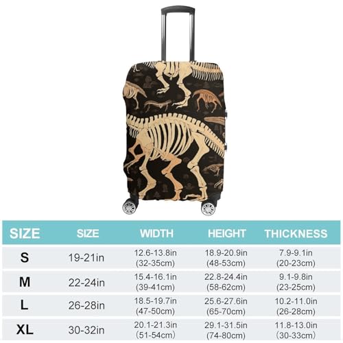 Dinosaur Skeleton Print Printed Luggage Cover Protector, Fits 18-32 Inch Luggage2