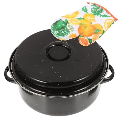 CIYODO エナメル加工耐熱ロースト鍋 両手持ちハンドル付き 蓋付調理鍋 焼き芋器として 家用多機能ポット サツマイモや鶏肉のロースト対応