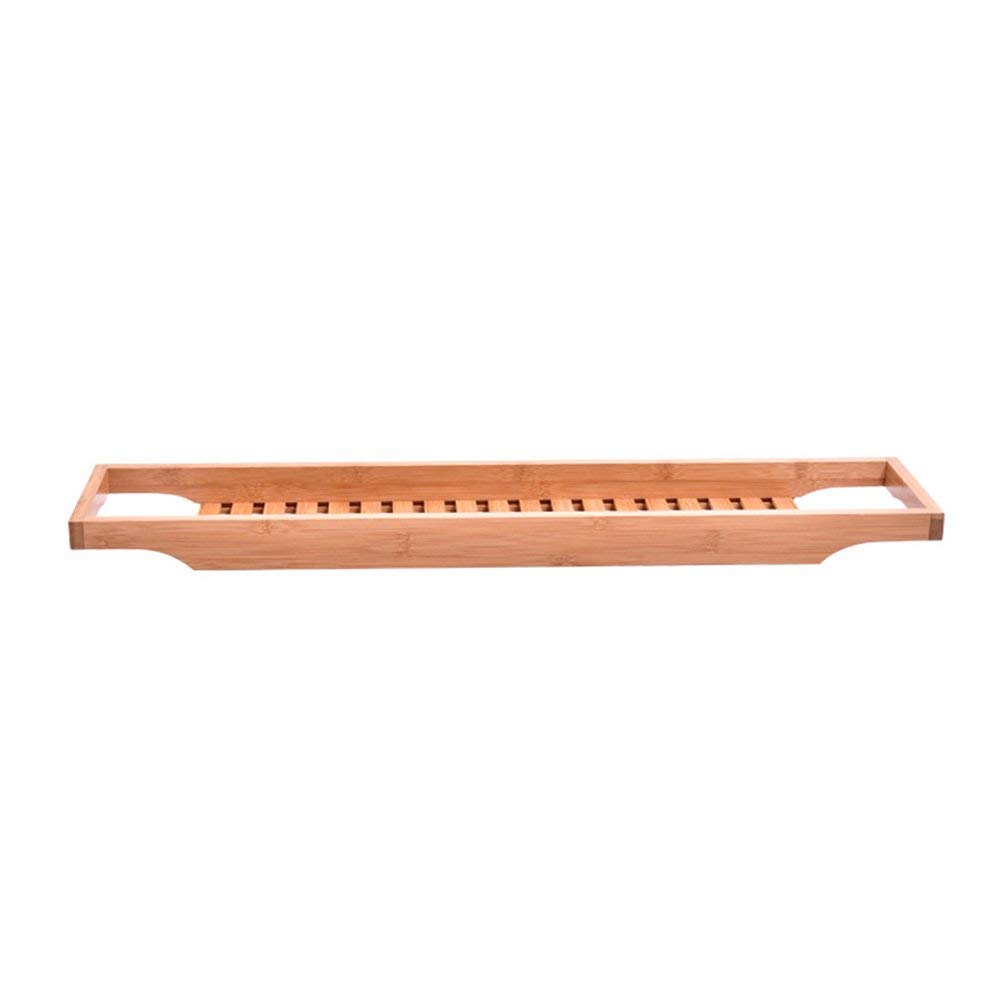 Bandeja de madera de bambú natural para bañera con rieles, ideal para organizador de ducha para baño