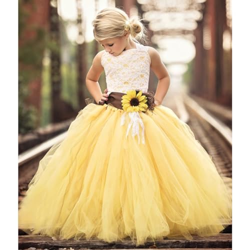 Yellow Flower Girl Dresses for Wedding Pageant Sunflower Dresss with Belt2