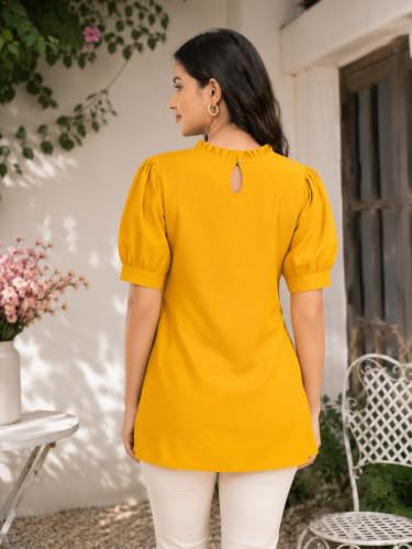 Image of Yash Gallery Womens Rayon Solid Relaxed Fit Casual Top Women & Girls