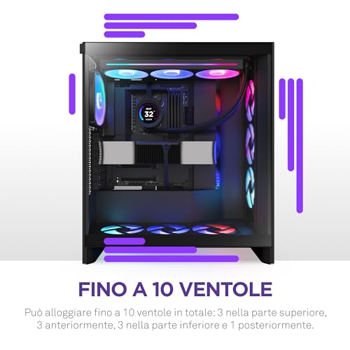 H7 Flow RGB | Case Airflow ATX mid-tower con ventole RGB | Ventole sul fondo per raffreddare la GPU | Unità ventola single-frame RGB da 360mm | Gestione cavi | Nero - Case PC - Immagine 6
