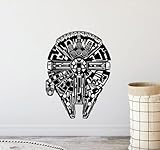 Millenium Falcon Wall Decal Vinyl Sticker Poster Print Spaceship Wall Art Galaxy Decor Nursery Kids Room Home Mural Sign Indoor Outdoor Self Adhesive 2928