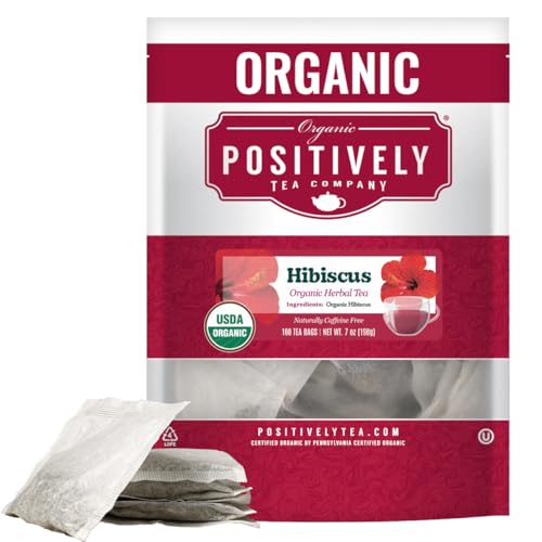 Image of Positively Tea, Organic Hibiscus Herbal Tea, 100 Ct Tea Bag Value Pack