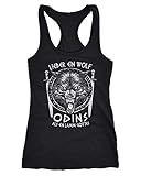  Neverless® Damen Tank-Top Lieber EIN Wolf Odins als EIN Lamm Gottes nordische Mythologie Wikinger Racerback schwarz XXL