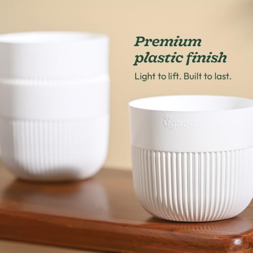 Image of UGAOO York 5 Inch White Pots for Indoor Plants, Set of 3 - Flower Pot for Living Room, Planters for Home Decor, White Planter