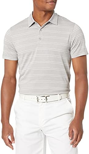 Cutter & Buck Men's Drytec UPF 50+ Forge Heather Stripe Tailored Fit Polo Shirt, Polished, Large