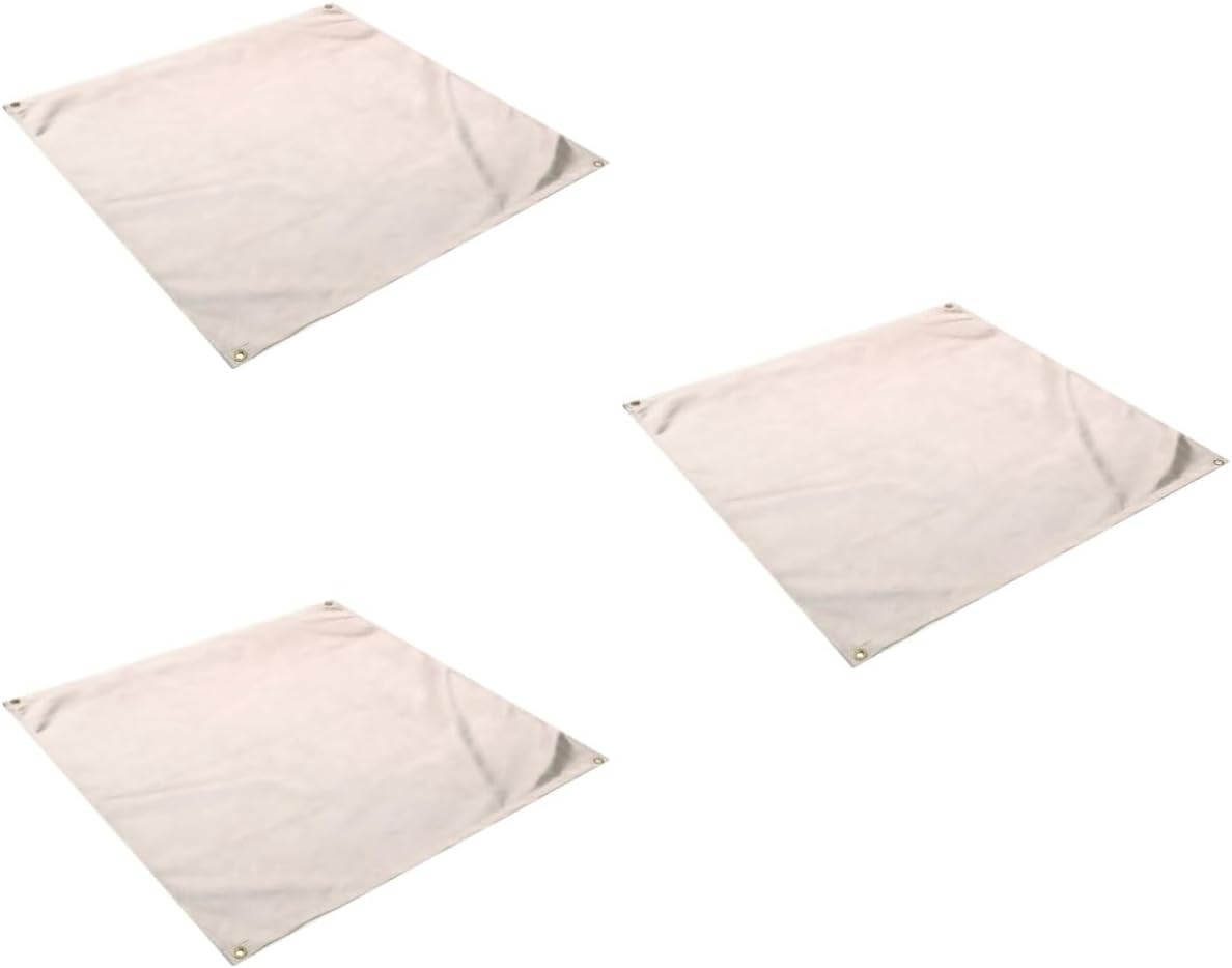 Happyyami 3 Pcs Stove Mat Grilling Mat Roasting Rack Deckle Under Grill Mat Blanket Grillers Absorbent Floor Mat Deck and Patio Grill Mat Fire Pit Mat Gas Glass Fiber White Fireplace