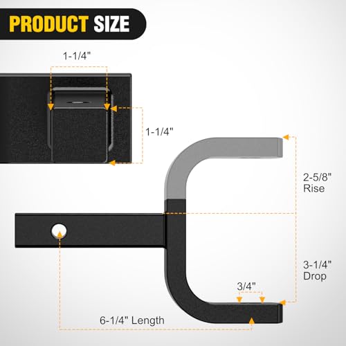 Image of Nilight Trailer Hitch Ball Mount with 1 /2 inch Hitch Pin Clip Fits 1-1 /4 Inch Receiver Square 2000 lbs 3-1 /4 inchDrop, 2-5 /8 inch Rise, 3 /4 inch Hole, Gloss Black Powder Coat