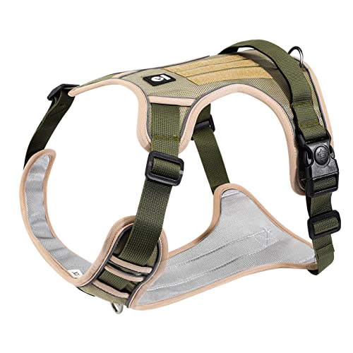Suppneed Dog Harness, No Pull Dog Adjustable Harness Reflective Soft Padded Dog Harness Vest, Easy Control Service Outdoor Pet Oxford Harness With Sturdy Handle For Training Walking, Khaki Medium #TOP2
