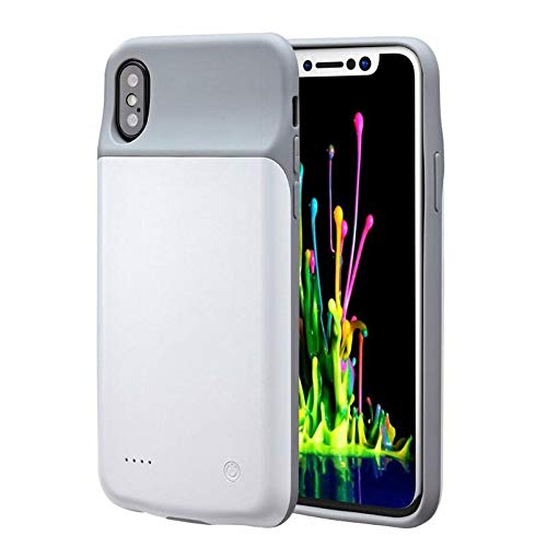 BBtech iPhone X Battery Case, BBtech 6000mAh Rechargeable Juice Charging Case Portable Extended Backup Power Cover Case Compatible iPhone X 2017 [Not Support Wireless Charger] with Magnet (White)