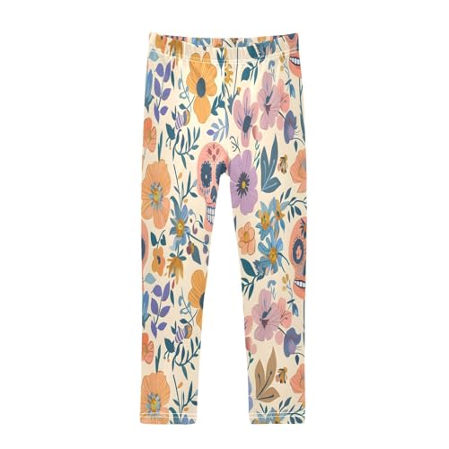 Bolaz Toddler Girls Leggings Printed Yoga Pants Leggings Mexican Cartoon Skulls for Kids