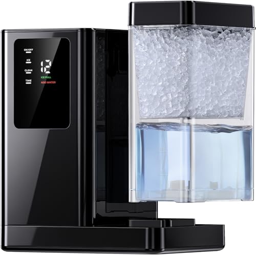 Image of Silonn Nugget Ice Maker Countertop, 44 lbs /Day Chewable Sonic Ice Machine with 3L Detachable Water Tank, Self-Cleaning & 24H Timer, Portable Ice Maker for Home Bar Kitchen, Black