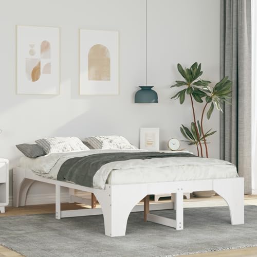 Tidyard Estructura de Cama Blanco 135 x 190 cm Madera Maciza de Pino