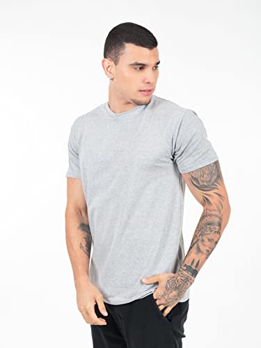 Kit 6 Camisetas Slim Fit Masculinas (EXG, Preto, Branco, Cinza Mescla, Azul Marinho, Vinho e Verde M