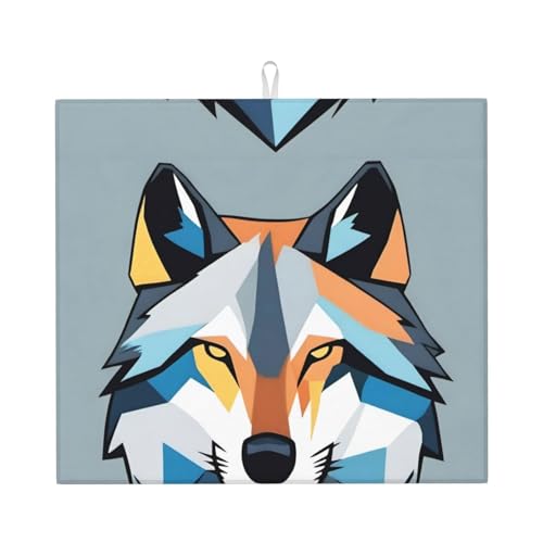 WHJSHOP Almohadilla absorbente de cocina con diseño de cabeza de lobo de dibujos animados, microfibra súper absorbente, antideslizante de gran tamaño