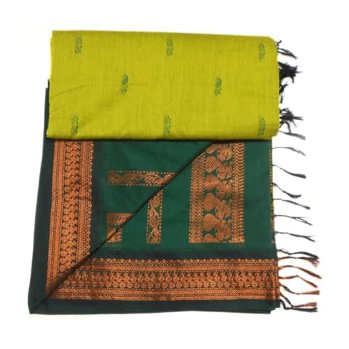 Image of Pure Kalyani Cotton Saree | Zari Border & Blouse Piece - Lata Gadwal Design | Traditional Saree