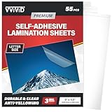 VViViD Premium Self-Adhesive Lamination 3Mil Sheets, Gloss Finish, 9” x 11.5” Letter Size No Machine Needed (55 Pack)