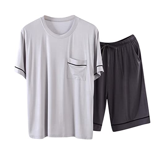 Calça de pijama de seda masculina lisa, casual, usável, roupa de casa, chinelo quente, Cinza, XX-Lar