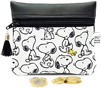 Snoopy coin purse, Peanuts mini wallet, Small change, Card holder, Zipper pouch, Vegan faux leather, Teacher gift, Earbud case, Key bag
