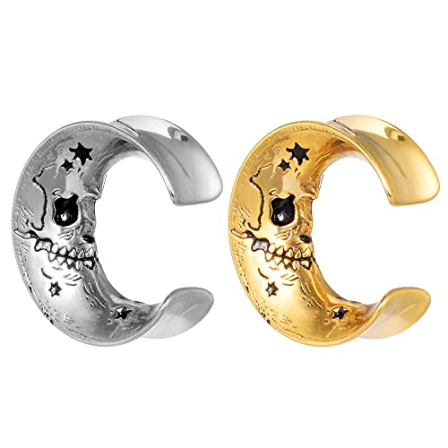 KOOBODY 2 unidades de medidores de oreja luna, 00 g, para dilatación de orejas, 10 mm - 25 mm (00g-1"), 00g-10mm, Metal, Piedra arenisca Cover