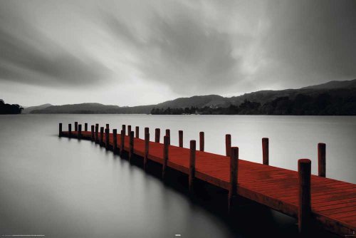Empire Poster ponton sur lac – Rouge + accessoires de fixation Ü-Poster der Grösse 61x91,5 cm