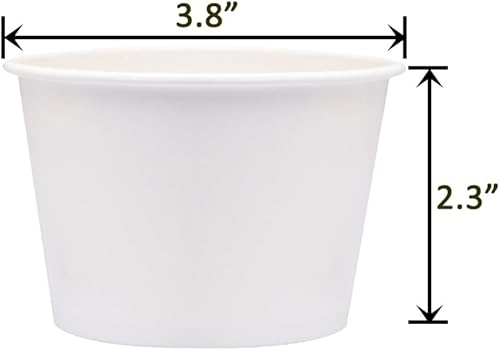 Miniatura 3 de Juego de 50 tazas desechables de helado blanco de 8 onzas con tapas, tazas de papel para llevar, taza de papel, recipiente de comida para llevar