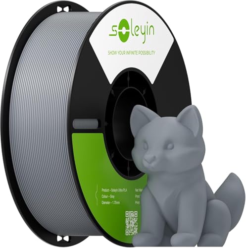 Creality SOLEYIN Filamento PLA Ultra de 1,75 mm, verde, para impresora 3D, 1 kg, 30 300 mm/s, para la mayoría de impresoras 3D Creality Ender 3 K1C K2 SE(gris)