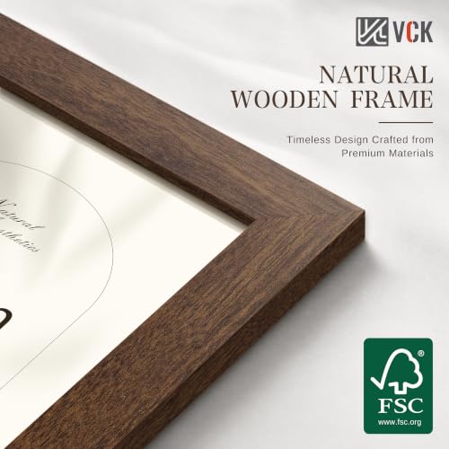 Image of VCK 24x36 Poster Frames Brown - Wide Border Wood Picture Frame, Multi-Directional Display Family Photos, Office Prints, Studio /Gallery Art, Woodgrain Series, Wall Hanging, Set of 6
