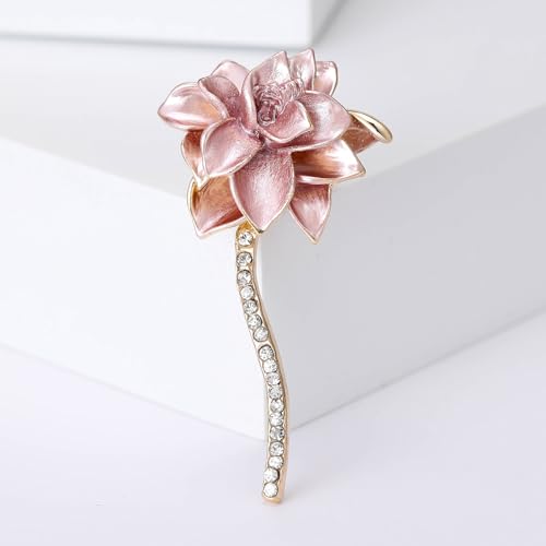 Image of Rhinestone Flower Brooches for Women Enamel Floral Brooch Lapel Pins for Mom Wife Elegant Dress Accessories Mother's Day Jewelry Gifts