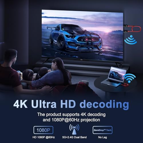 Image of INVERSE NET Wireless HDMI Transmitter and Receiver 4K Decode Input 1080P Output, Plug & Play Portable 2.4 /5G Wireless HDMI Extender for Streaming Video and Audio to Monitor from PC /Projector /TV Box