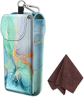 FINTIE Double Glasses Case with Carabiner Hook, Portable Vegan Leather Dual Eyeglasses Bag Anti-scratch Sunglasses Pouch, Spectacle Cases for Women Men,