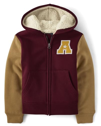 Image of The Children's Place boys Long Sleeve, Sherpa Lined, Zip-front Hoodie Sweatshirt