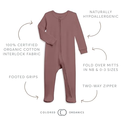 Image of Colored Organics Baby Zip-Up Footed Sleeper with 2-Way Zipper - Organic Cotton Pajamas