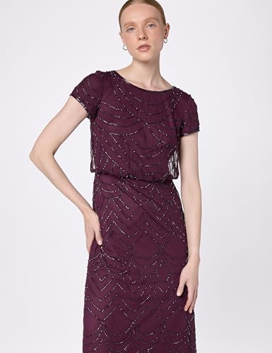 Adrianna Papell Women's Short Sleeve Blouson Beaded Gown2