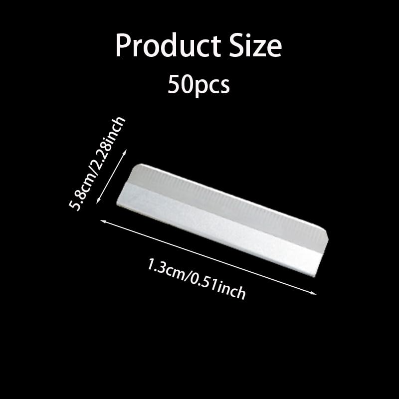 50 Pcs Stainless Steel Straight Razor Blades, Single Edge Razor Blades, Eyebrow Facial Hair Remover Refills for Men Women