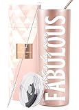 Onebttl Not a Day Over Fabulous Birthday Gifts for Women, Female, Her, 20oz Stainless Steel Insulated Tumbler with Straw Rose Gold