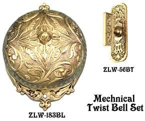 Recreated Interior Mechanical Victorian Twist Doorbell SET (Z183S4-PB)