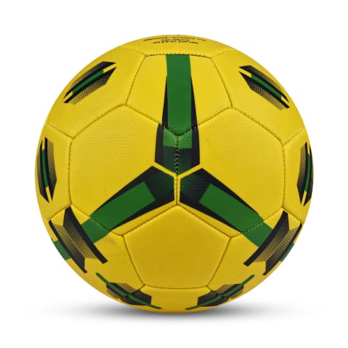 Image of Nivia Airstrike Football (Brazil) Training Ball, 32 Panels, Butyl Bladder, Made for Beginners, to Play On Both Natural and Artificial Grass (Yellow /Green, Size-5)